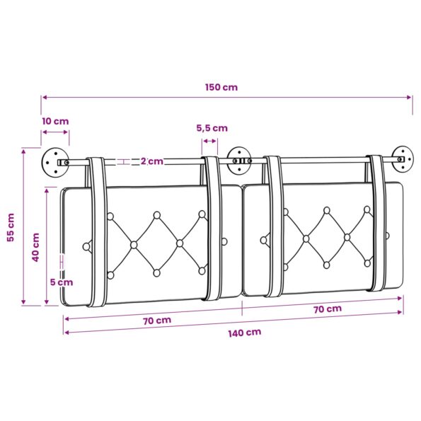 vidaXL Závesné čelo postele Hnedá Zamat – Obrázok 11