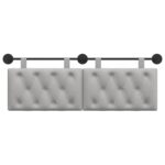 vidaXL Závesné čelo postele Oblá šedá Látka – Obrázok 5