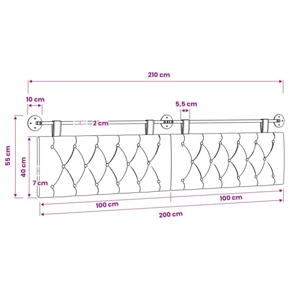 vidaXL Závesné čelo postele Sivohnedá Látka – Obrázok 11