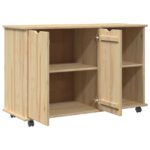 vidaXL Koliesková skriňa s kolesom Hnedá 100 x 39 x 65,5 cm – Obrázok 3