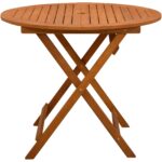 vidaXL Skladací záhradný stôl Hnedá Ø 90 x 75 cm – Obrázok 4