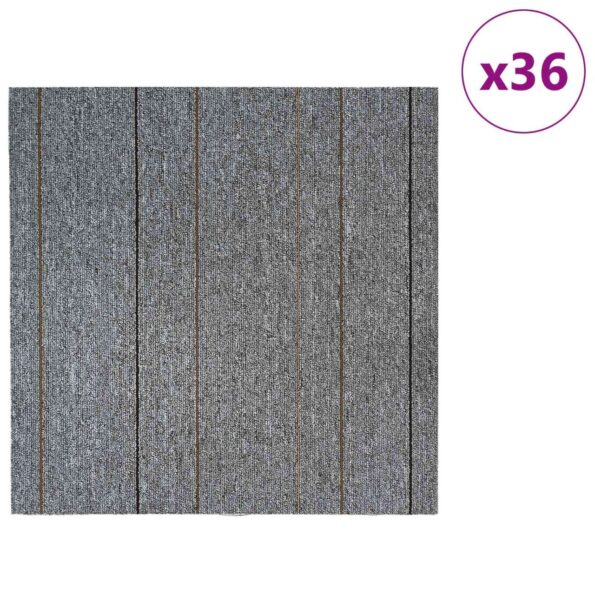 vidaXL Kobercová dlaždica Svetlosivá s prúžkom 50 x 50 cm 36 pcs – Obrázok 3