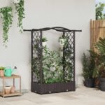 vidaXL Vyvýšený záhon s mriežkou a strechou Hnedá 124 x 40 x 123 cm PP