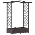vidaXL Vyvýšený záhon s mriežkou a strechou Hnedá 124 x 40 x 123 cm PP – Obrázok 2