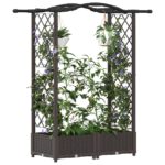 vidaXL Vyvýšený záhon s mriežkou a strechou Hnedá 124 x 40 x 123 cm PP – Obrázok 3