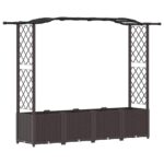 vidaXL Vyvýšený záhon s mriežkou a strechou Hnedá 204 x 40 x 138 cm PP – Obrázok 2