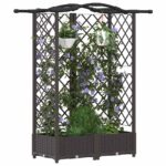 vidaXL Vyvýšený záhon s mriežkou a strechou Hnedá 124 x 40 x 123 cm PP – Obrázok 3