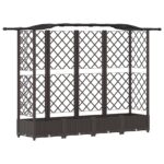 vidaXL Vyvýšený záhon s mriežkou a strechou Hnedá 203,5 x 40 x 123 cm – Obrázok 2