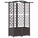vidaXL Vyvýšený záhon s mriežkou a strechou Hnedá 122 x 40 x 138 cm PP – Obrázok 2