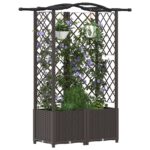 vidaXL Vyvýšený záhon s mriežkou a strechou Hnedá 122 x 40 x 138 cm PP – Obrázok 3