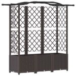 vidaXL Vyvýšený záhon s mriežkou a strechou Hnedá 163 x 40 x 138 cm PP – Obrázok 2