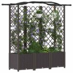 vidaXL Vyvýšený záhon s mriežkou a strechou Hnedá 163 x 40 x 138 cm PP – Obrázok 3