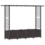 vidaXL Vyvýšený záhon s mriežkou a strechou Hnedá 203 x 40 x 136 cm PP – Obrázok 2