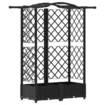 vidaXL Vyvýšený záhon s mriežkou a strechou Čierny 124 x 40 x 123 cm – Obrázok 2