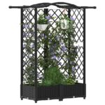 vidaXL Vyvýšený záhon s mriežkou a strechou Čierny 124 x 40 x 123 cm – Obrázok 3