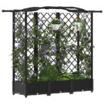 vidaXL Vyvýšený záhon s mriežkou a strechou Čierny 163 x 40 x 123 cm – Obrázok 3