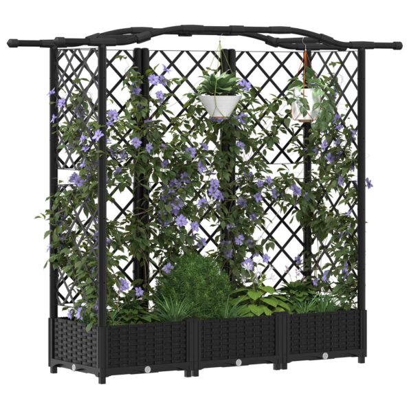 vidaXL Vyvýšený záhon s mriežkou a strechou Čierny 163 x 40 x 123 cm – Obrázok 3
