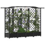 vidaXL Vyvýšený záhon s mriežkou a strechou Čierny 203,5 x 40 x 123 cm – Obrázok 3