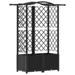 vidaXL Vyvýšený záhon s mriežkou a strechou Čierny 122 x 40 x 138 cm – Obrázok 2