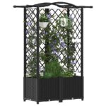 vidaXL Vyvýšený záhon s mriežkou a strechou Čierny 122 x 40 x 138 cm – Obrázok 3