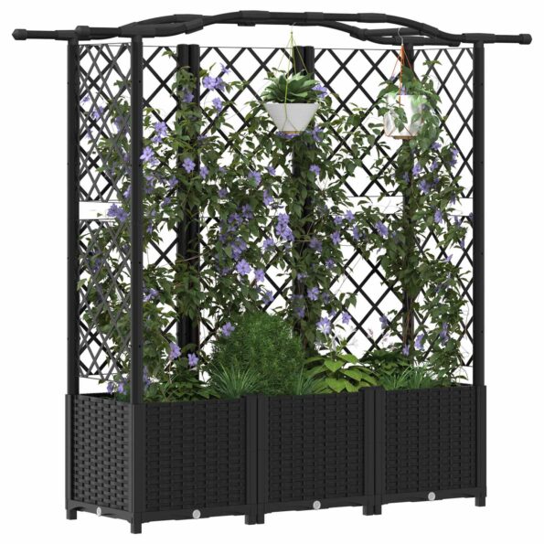 vidaXL Vyvýšený záhon s mriežkou a strechou Čierny 163 x 40 x 138 cm – Obrázok 3