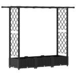 vidaXL Vyvýšený záhon s mriežkou a strechou Čierna 164 x 40 x 121 cm – Obrázok 2