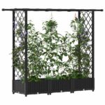 vidaXL Vyvýšený záhon s mriežkou a strechou Čierna 164 x 40 x 121 cm – Obrázok 3
