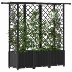 vidaXL Vyvýšený záhon s mriežkou a strechou Čierna 162,5 x 40 x 136 cm – Obrázok 3