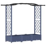 vidaXL Vyvýšený záhon s mriežkou a strechou Sivá 169 x 40 x 123 cm PP – Obrázok 2