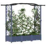 vidaXL Vyvýšený záhon s mriežkou a strechou Sivá 169 x 40 x 123 cm PP – Obrázok 3