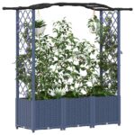 vidaXL Vyvýšený záhon s mriežkou a strechou Sivá 164 x 40 x 138 cm PP – Obrázok 3