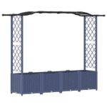 vidaXL Vyvýšený záhon s mriežkou a strechou Sivá 204 x 40 x 138 cm PP – Obrázok 2