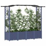 vidaXL Vyvýšený záhon s mriežkou a strechou Sivá 204 x 40 x 138 cm PP – Obrázok 3