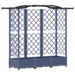 vidaXL Vyvýšený záhon s mriežkou a strechou Biely 163 x 40 x 123 cm PP – Obrázok 2