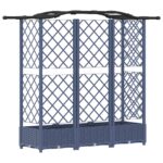 vidaXL Vyvýšený záhon s mriežkou a strechou Biely 163 x 40 x 123 cm PP – Obrázok 5