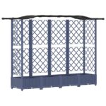 vidaXL Vyvýšený záhon s mriežkou a strechou Biely 203,5 x 40 x 123 cm – Obrázok 2