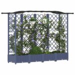 vidaXL Vyvýšený záhon s mriežkou a strechou Biely 203,5 x 40 x 123 cm – Obrázok 3