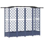 vidaXL Vyvýšený záhon s mriežkou a strechou Biely 203,5 x 40 x 123 cm – Obrázok 5