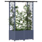 vidaXL Vyvýšený záhon s mriežkou a strechou Sivá 124,5 x 40 x 136 cm – Obrázok 3
