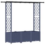 vidaXL Vyvýšený záhon s mriežkou a strechou Sivá 162,5 x 40 x 136 cm – Obrázok 2