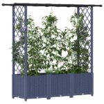 vidaXL Vyvýšený záhon s mriežkou a strechou Sivá 162,5 x 40 x 136 cm – Obrázok 3