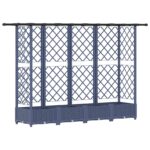 vidaXL Vyvýšený záhon s mriežkou a strechou Sivá 202,5 x 40 x 121 cm – Obrázok 2