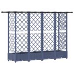vidaXL Vyvýšený záhon s mriežkou a strechou Sivá 202,5 x 40 x 121 cm – Obrázok 5