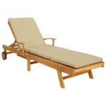 vidaXL Ležadlo s vankúšom 100% polyester a masívny teak – Obrázok 2