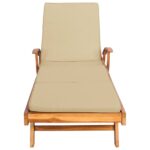 vidaXL Ležadlo s vankúšom 100% polyester a masívny teak – Obrázok 4
