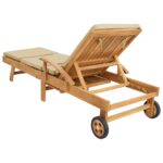 vidaXL Ležadlo s vankúšom 100% polyester a masívny teak – Obrázok 6