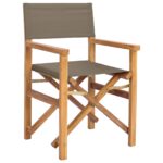 vidaXL Riaditeľská stolička 100% polyester a masívny teak – Obrázok 3
