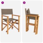 vidaXL Riaditeľská stolička 100% polyester a masívny teak – Obrázok 8