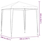 vidaXL Párty stan 200 x 200 x 240 cm Svetlosivá PE a oceľ – Obrázok 9