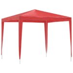vidaXL Párty stan 250 x 250 x 240 cm Červená PE a oceľ – Obrázok 2